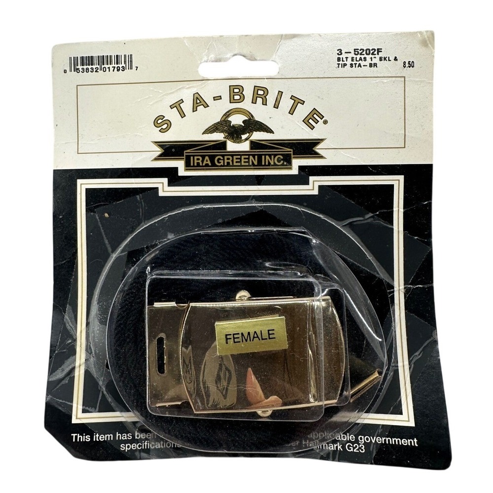 Sta-Brite Ira Green Inc 1" Black Elastic Web Belt Gold Buckle 3-5202F Female